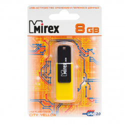 Флеш-память USB 8 Gb Mirex City Yellow, черный/желтый
