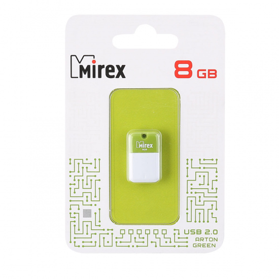 Флеш-память USB 8 Gb Mirex ARTON GREEN, бело/зеленый