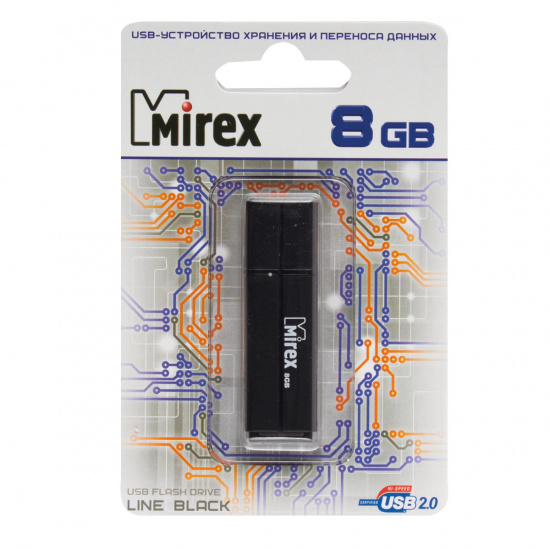 Флеш-память USB 8 Gb Mirex Line Black, черный
