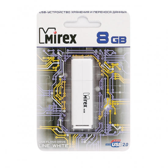 Флеш-память USB 8 Gb Mirex Line White, белый