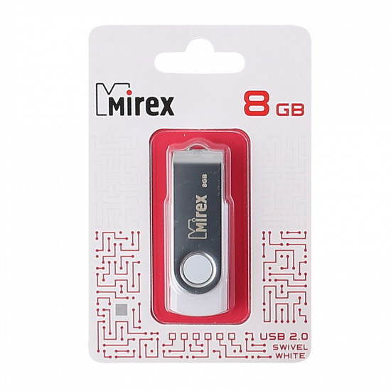 Флеш-память USB 8 Gb Mirex Swivel White, белый