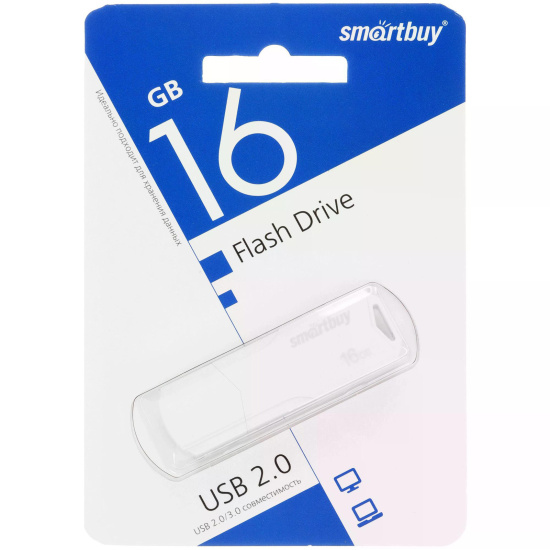 Флеш-память USB 16 Gb Smartbuy CLUE White (SB16GBCLU-W)