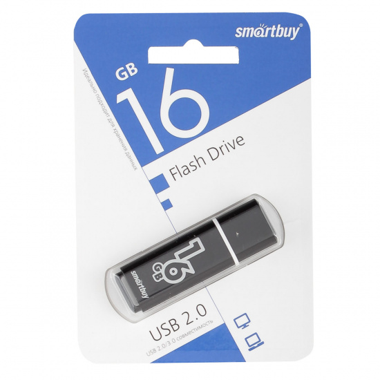 Флеш-память USB 16 Gb Smartbuy Glossy series Black