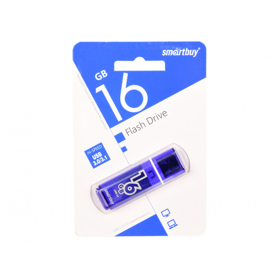 Флеш-память USB 16 Gb Smartbuy Glossy series Dark Blue USB 3.1 (SB16GBGS-DB)
