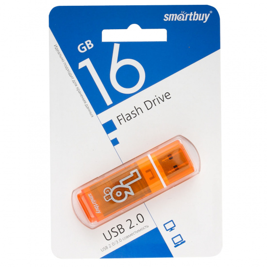 Флеш-память USB 16 Gb Smartbuy Glossy series Orange