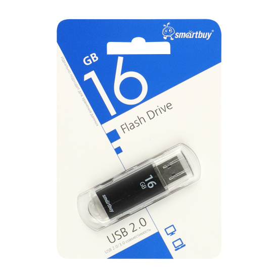 Флеш-память USB 16 Gb Smartbuy V-Cut Black (SB16GBVC-K)