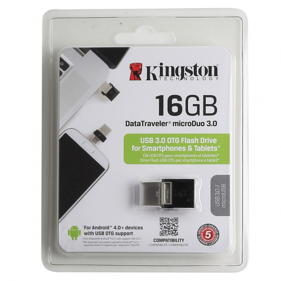 Флеш-память USB 16 Gb Kingston DT MicroDUO 3.0, OTG