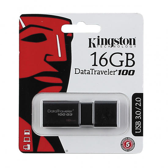 Флеш-память USB 16 Gb Kingston DT100 G3 черный USB 3.0