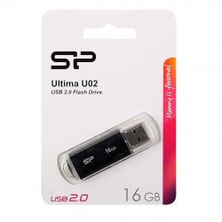 Флеш-память USB 16 Gb Silicon Power Ultima U02, Черный (SP016GBUF2U02V1K)