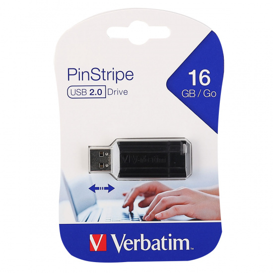 Флеш-память USB 16 Gb Verbatim PinStripe черный