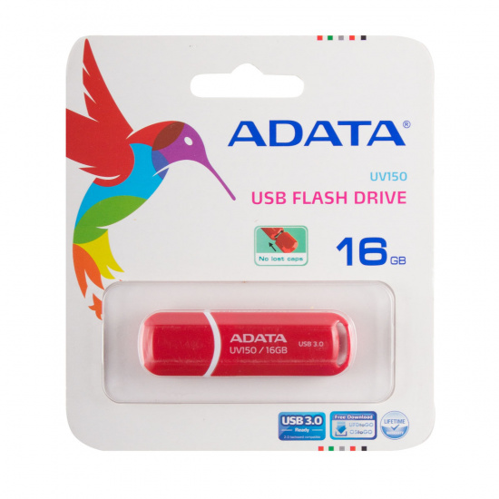 Флеш-память USB 16 Gb  A-DATA UV150, USB 3.0, Красный