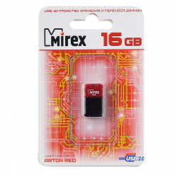 Флеш-память USB 16 Gb Mirex ARTON RED, черно/красный