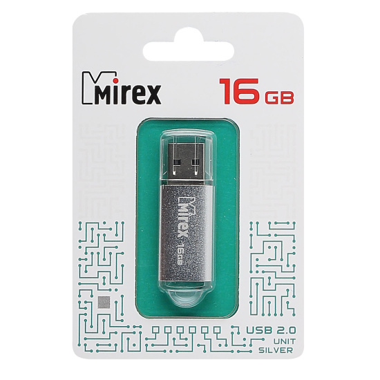 Флеш-память USB 16 Gb Mirex Unit USB 2.0, серебро