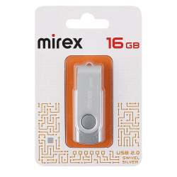 Флеш-память USB 16 Gb Mirex Swivel Silver, серебро