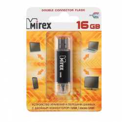 Флеш-память USB 16 Gb Mirex SMART BLACK USB/microUSB