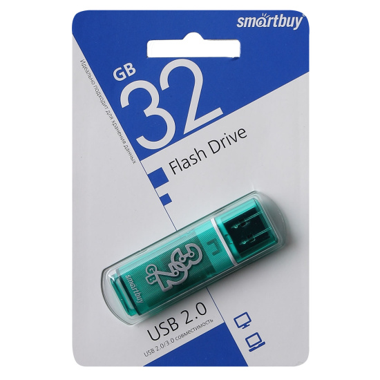 Флеш-память USB 32 Gb Smartbuy Glossy series Green