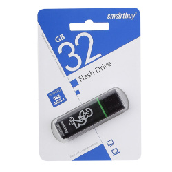 Флеш-память USB 32 Gb Smartbuy Glossy series Dark Grey USB 3.0 (SB32GBGS-DG)