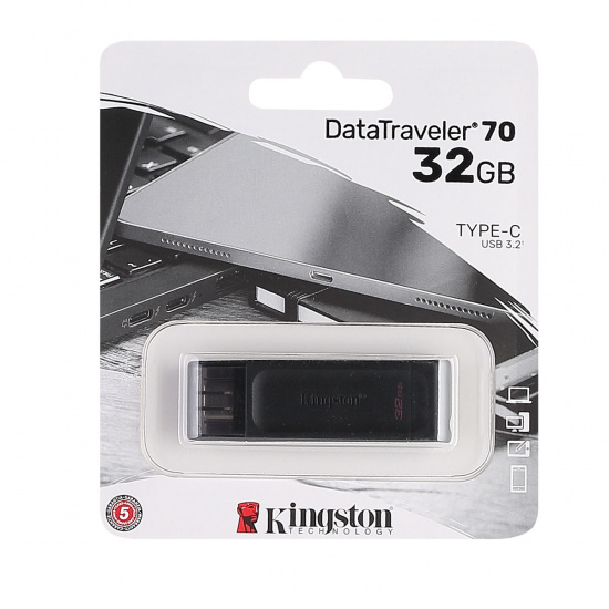 Флеш-память USB 32 Gb Kingston DT70, Type-C 3.2, Черный