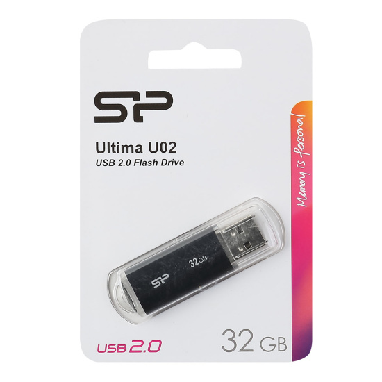 Флеш-память USB 32 Gb Silicon Power Ultima U02, Черный (SP032GBUF2U02V1K)