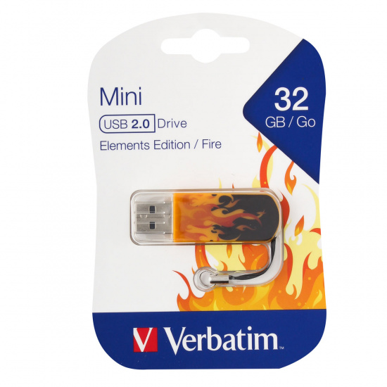 Флеш-память USB 32 Gb Verbatim Mini Elements Edition, USB 2.0, Fire