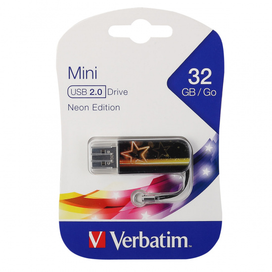 Флеш-память USB 32 Gb Verbatim Mini Neon Edition, USB 2.0, Orange