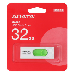 Флеш-память USB 32 Gb A-DATA UV320, USB 3.2, белый/зеленый