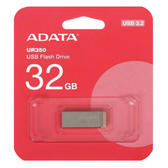 Флеш-память USB 32 Gb A-DATA UR350, USB 3.2, металл/коричневый