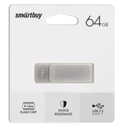 Флеш-память USB 64 Gb Smartbuy Metal M1 Grey (SB064GM1G) USB 3.2