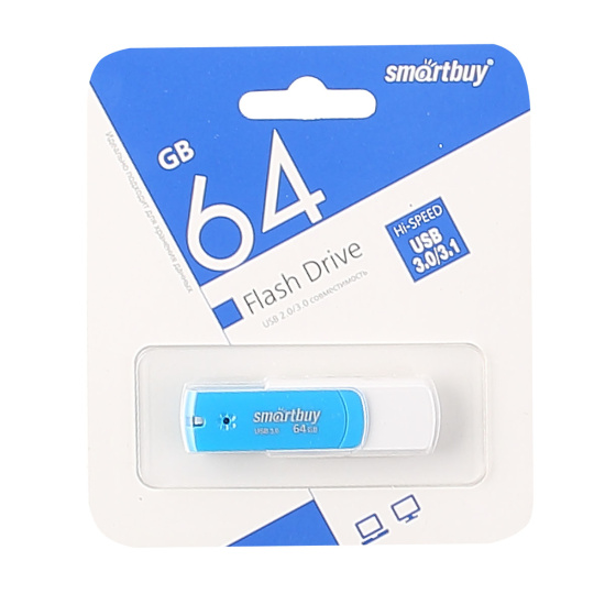 Флеш-память USB 64 Gb Smartbuy Diamond Blue (SB64GBDB-3) USB 3.0