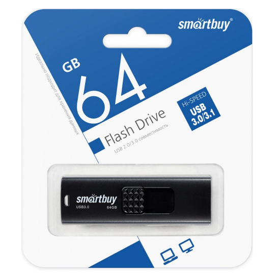 Флеш-память USB 64 Gb Smartbuy Fashion Black (SB064GB3FSK) USB 3.0