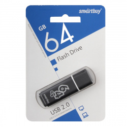 Флеш-память USB 64 Gb Smartbuy Glossy series Black (SB64GBGS-K)