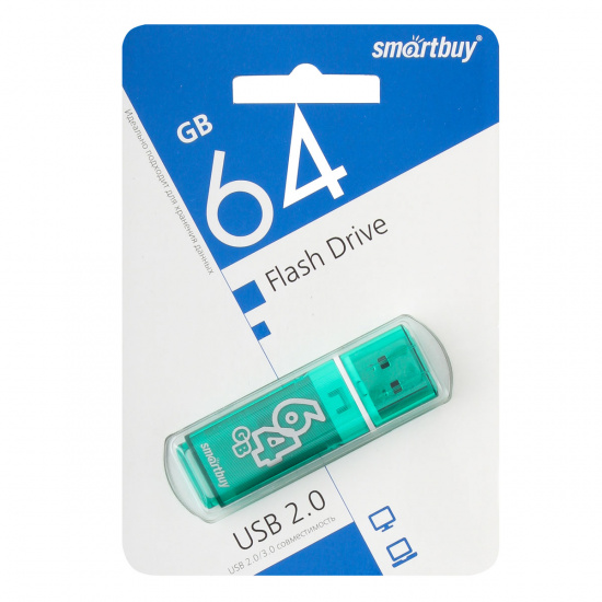 Флеш-память USB 64 Gb Smartbuy Glossy series Green (SB64GBGS-G)