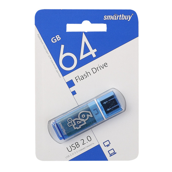 Флеш-память USB 64 Gb Smartbuy Glossy series Blue