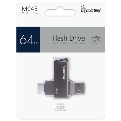 Флеш-память USB 64 Gb Smartbuy OTG Phantom Metal Dual MC45 (SB64GBMC45) USB 3.2