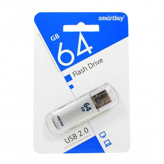 Флеш-память USB 64 Gb Smartbuy V-Cut Silver (SB64GBVC-S)