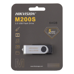 Флеш-память USB 64 Gb HIKVision M200S U3, USB 3.0, черный/серебристый