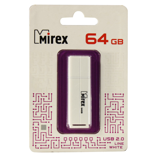 Флеш-память USB 64 Gb Mirex Line white, белый