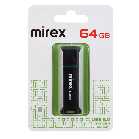 Флеш-память USB 64 Gb Mirex SPACER BLACK (13600-FMUSBK64)