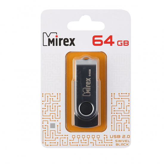 Флеш-память USB 64 Gb Mirex SWIVEL BLACK 64GB