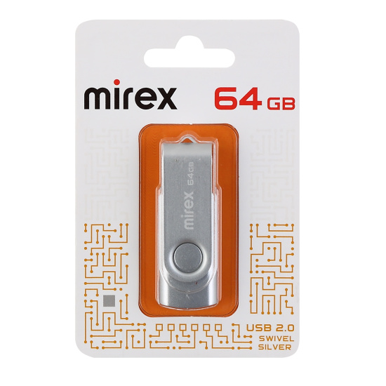 Флеш-память USB 64 Gb Mirex SWIVEL SILVER 64GB