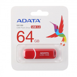 Флеш-память USB 64 Gb A-DATA UV150, USB 3.0, Красный