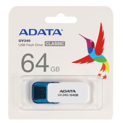Флеш-память USB 64 Gb A-DATA UV240 белый