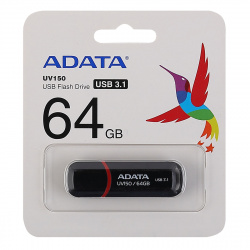 Флеш-память USB 64 Gb A-DATA UV150, USB 3.0, Черный