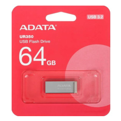 Флеш-память USB 64 Gb  A-DATA UR350, USB 3.2, металл/черный