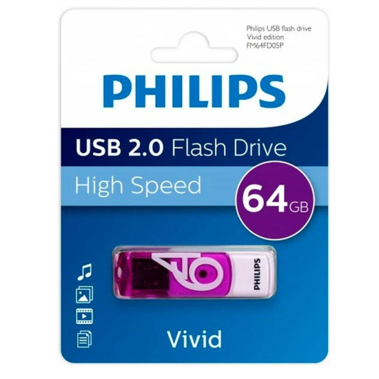 Флеш-память USB 64 Gb Philips VIVID2.0