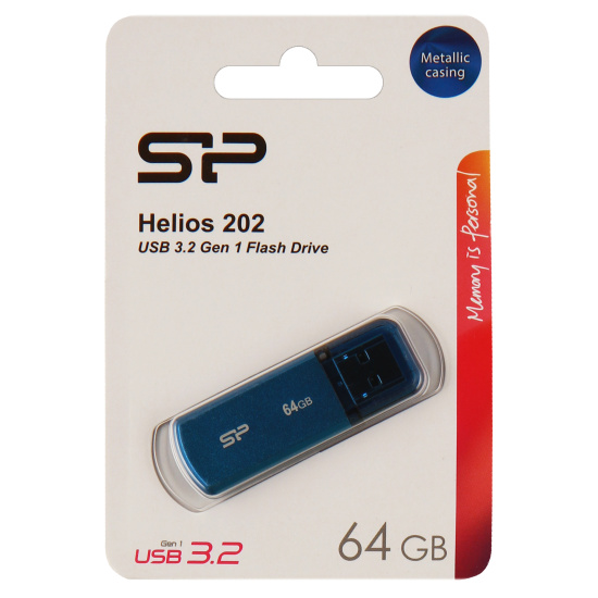 Флеш-память USB 64 Gb Silicon Power Helios 202, USB 3.2 Голубой