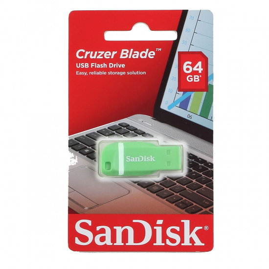 Флеш-память USB 64 Gb SanDisk CZ50 Cruser Blade, USB 2.0 Green