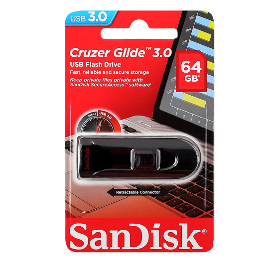 Флеш-память USB 64 Gb SanDisk CZ600 Cruzer Glide, USB 3.0