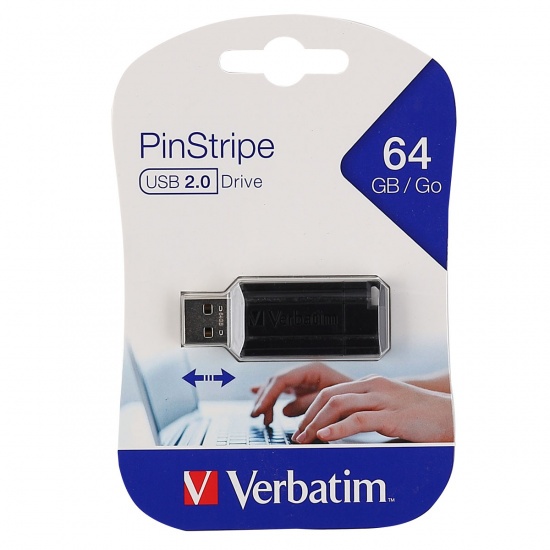 Флеш-память USB 64 Gb Verbatim PinStripe Black