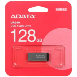 Флеш-память USB 128 Gb  A-DATA UR350, USB 3.2, металл/черный